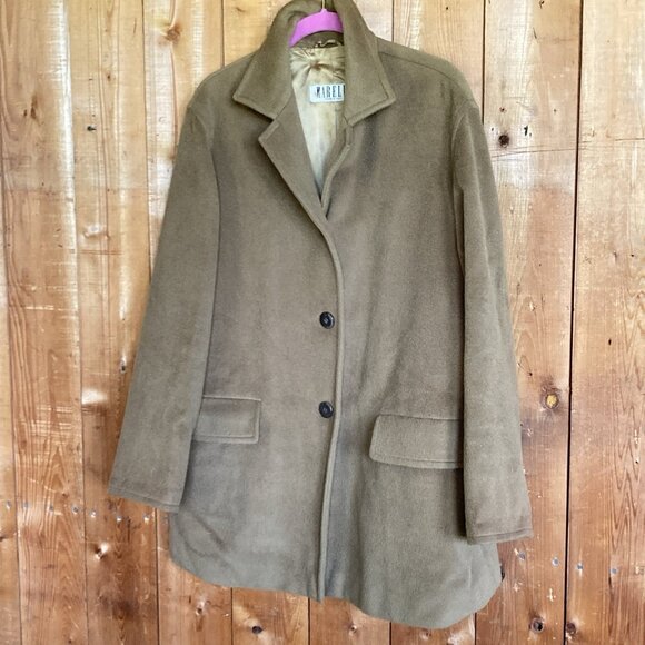 MARELLA Italy VTG Coat Dark Tan Boxy Jacket Fine Wool Cashmere Old Money Sz 10 - Picture 1 of 13